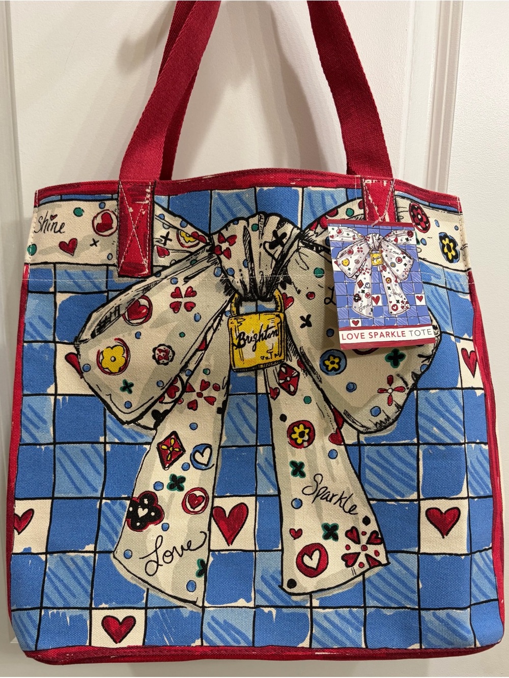 Brighton Blue and Cream Love Bow Tote with Red Trim